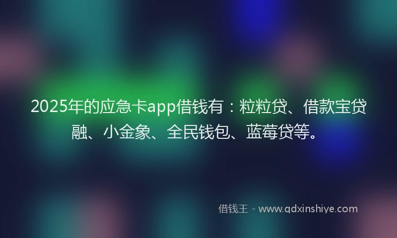 2025年的应急卡app借钱有：粒粒贷、借款宝贷融、小金象、全民钱包、蓝莓贷等。