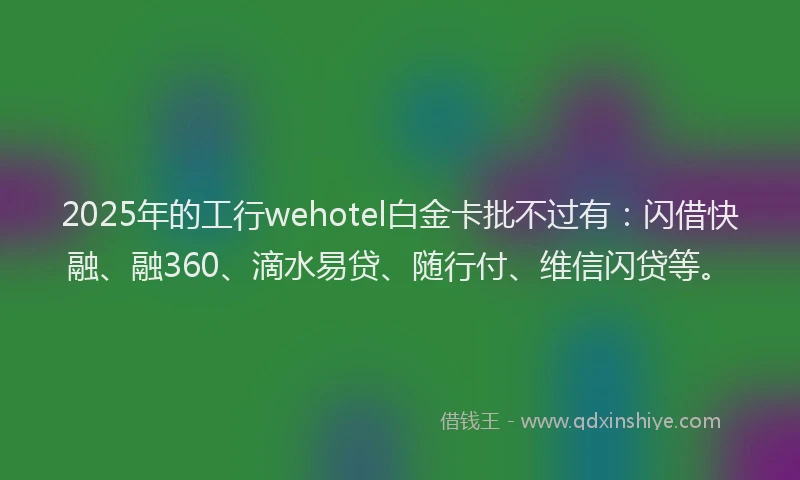 2025年的工行wehotel白金卡批不过有：闪借快融、融360、滴水易贷、随行付、维信闪贷等。
