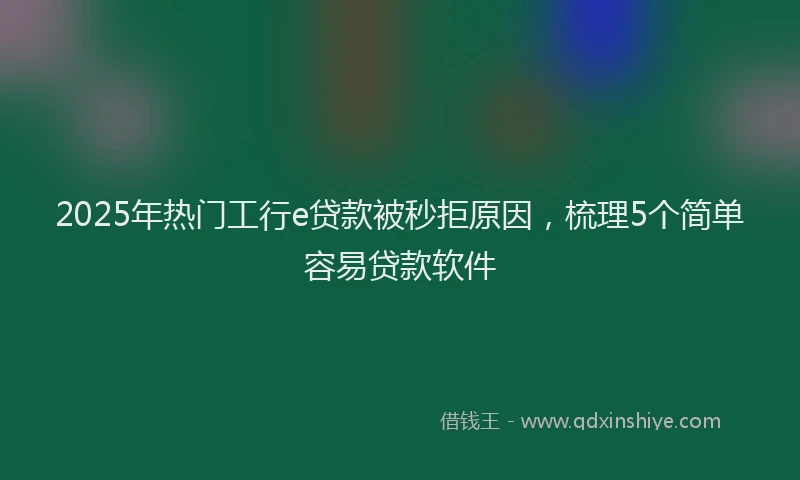 2025年热门工行e贷款被秒拒原因，梳理5个简单容易贷款软件