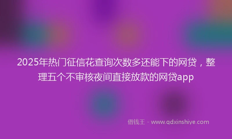 2025年热门征信花查询次数多还能下的网贷，整理五个不审核夜间直接放款的网贷app