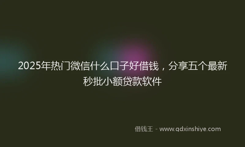 2025年热门微信什么口子好借钱，分享五个最新秒批小额贷款软件