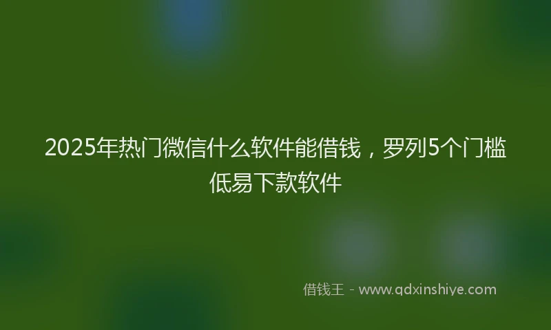 2025年热门微信什么软件能借钱，罗列5个门槛低易下款软件