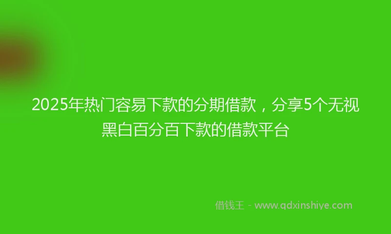 2025年热门容易下款的分期借款，分享5个无视黑白百分百下款的借款平台