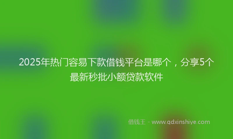 2025年热门容易下款借钱平台是哪个，分享5个最新秒批小额贷款软件