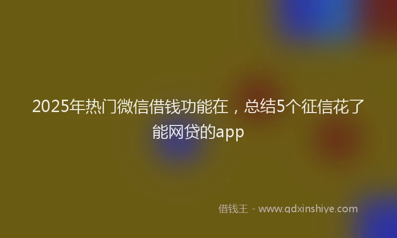 2025年热门微信借钱功能在，总结5个征信花了能网贷的app