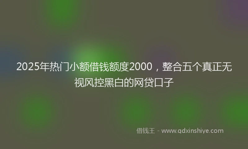 2025年热门小额借钱额度2000，整合五个真正无视风控黑白的网贷口子