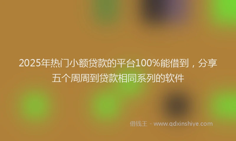 2025年热门小额贷款的平台100%能借到，分享五个周周到贷款相同系列的软件
