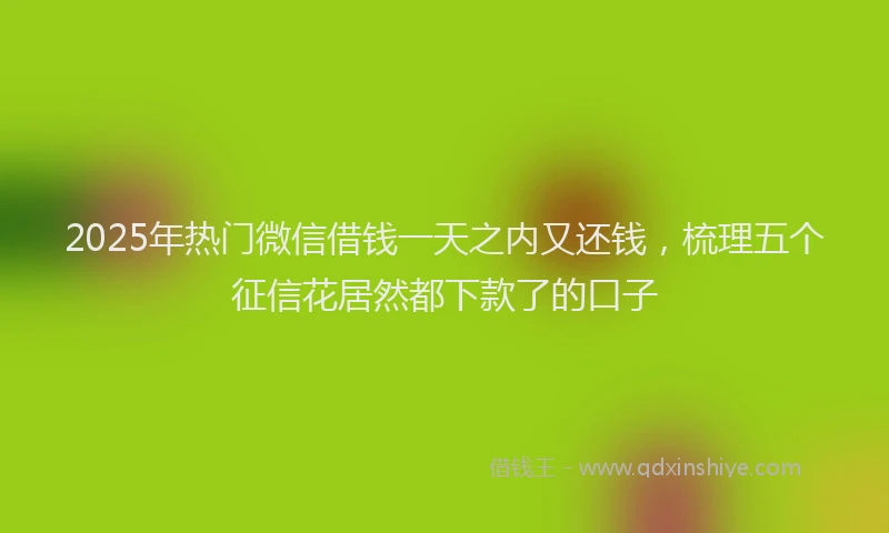 2025年热门微信借钱一天之内又还钱，梳理五个征信花居然都下款了的口子