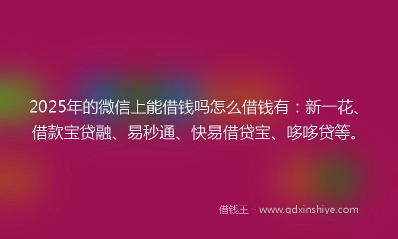2025年的微信上能借钱吗怎么借钱有：新一花、借款宝贷融、易秒通、快易借贷宝、哆哆贷等。