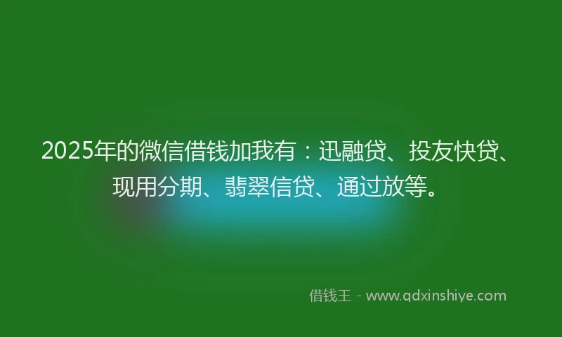 2025年的微信借钱加我有：迅融贷、投友快贷、现用分期、翡翠信贷、通过放等。