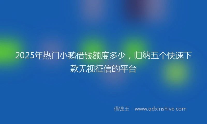 2025年热门小鹅借钱额度多少，归纳五个快速下款无视征信的平台