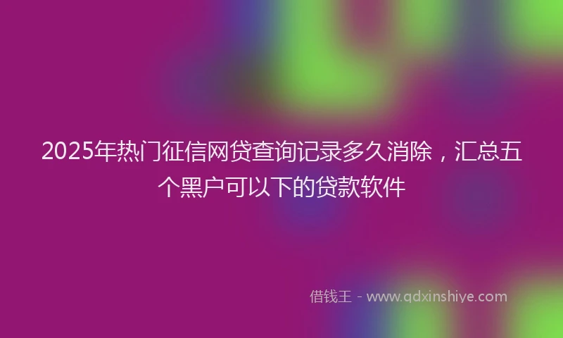 2025年热门征信网贷查询记录多久消除，汇总五个黑户可以下的贷款软件