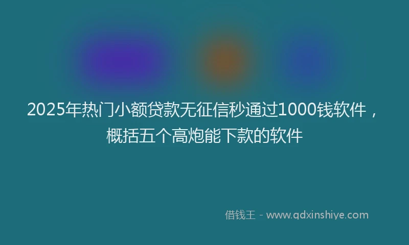 2025年热门小额贷款无征信秒通过1000钱软件，概括五个高炮能下款的软件