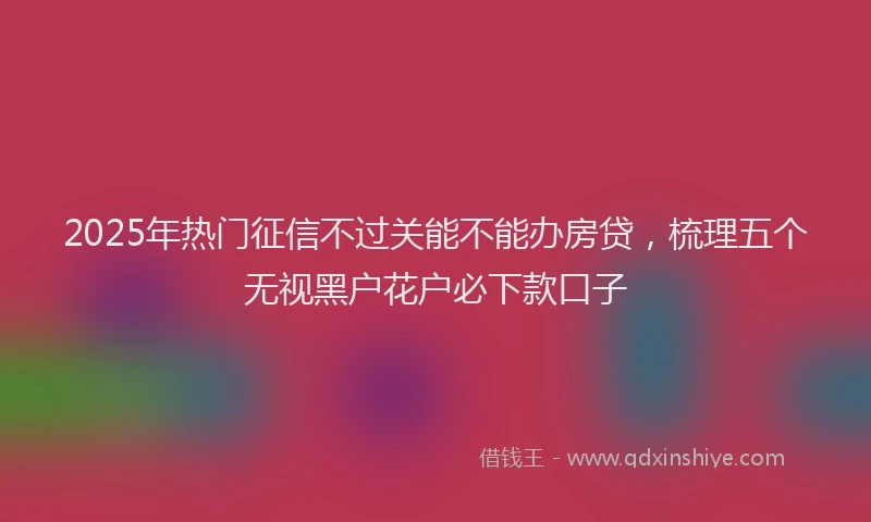 2025年热门征信不过关能不能办房贷，梳理五个无视黑户花户必下款口子