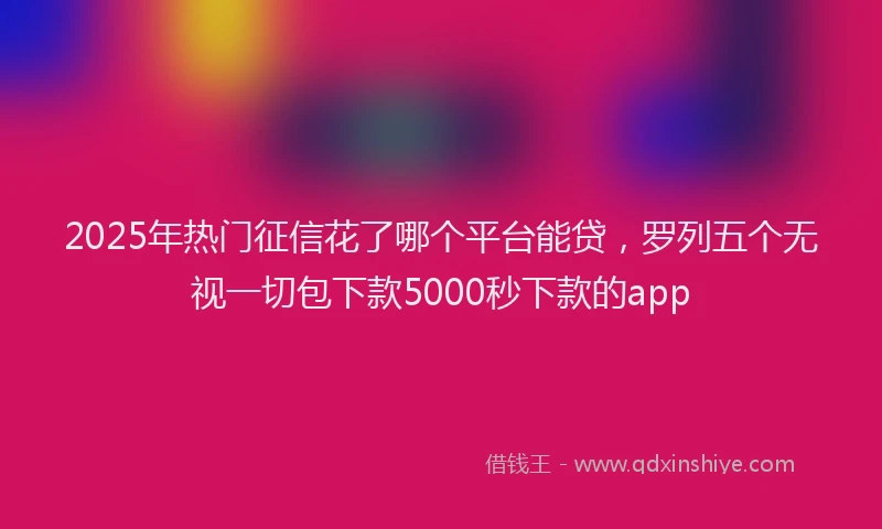 2025年热门征信花了哪个平台能贷，罗列五个无视一切包下款5000秒下款的app