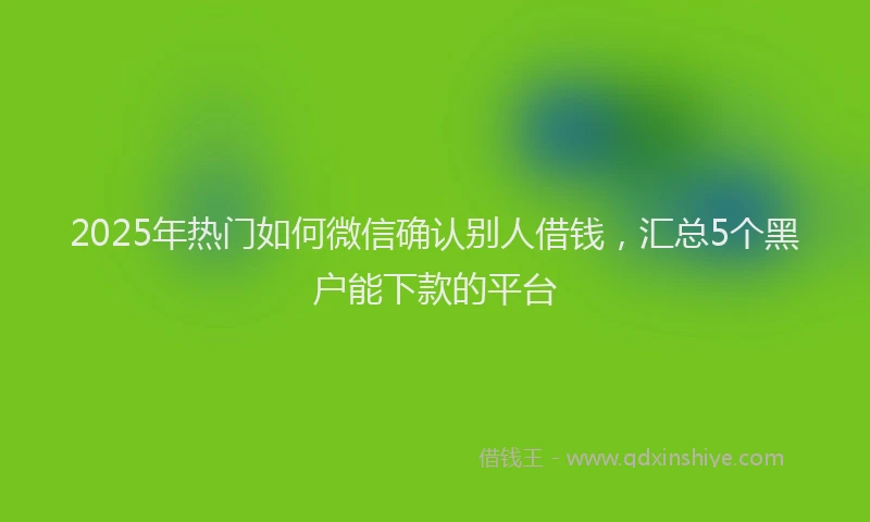 2025年热门如何微信确认别人借钱，汇总5个黑户能下款的平台