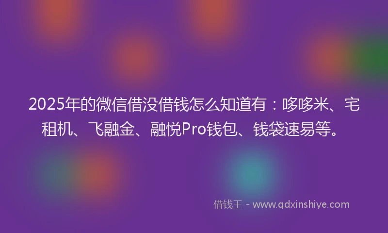 2025年的微信借没借钱怎么知道有：哆哆米、宅租机、飞融金、融悦Pro钱包、钱袋速易等。