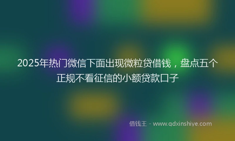2025年热门微信下面出现微粒贷借钱，盘点五个正规不看征信的小额贷款口子