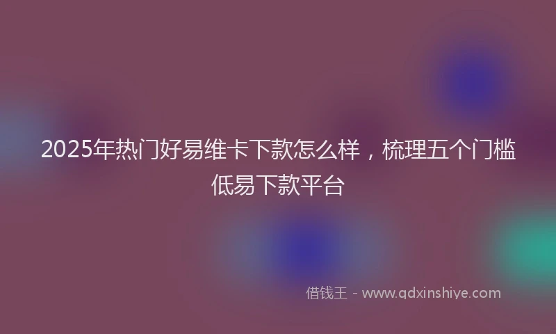 2025年热门好易维卡下款怎么样，梳理五个门槛低易下款平台