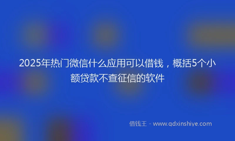 2025年热门微信什么应用可以借钱，概括5个小额贷款不查征信的软件