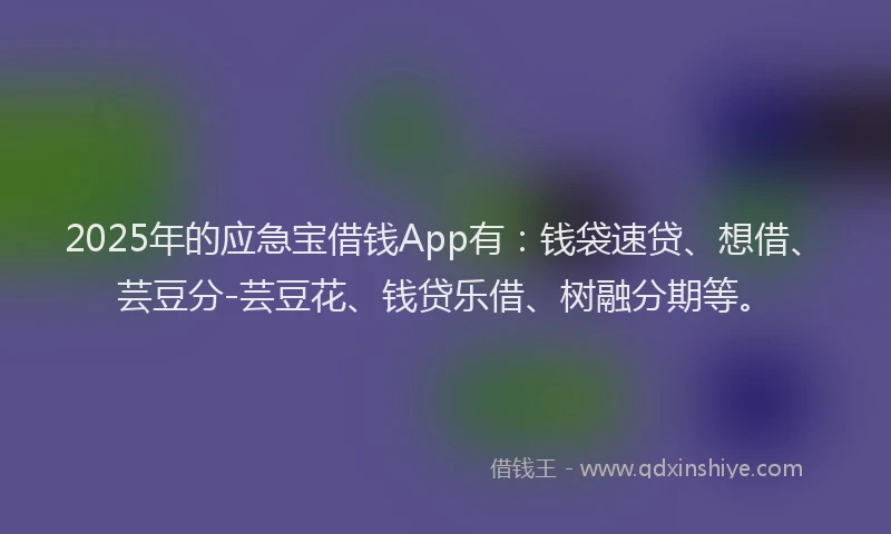2025年的应急宝借钱App有：钱袋速贷、想借、芸豆分-芸豆花、钱贷乐借、树融分期等。