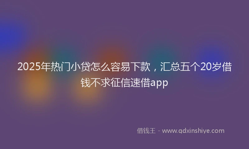 2025年热门小贷怎么容易下款，汇总五个20岁借钱不求征信速借app