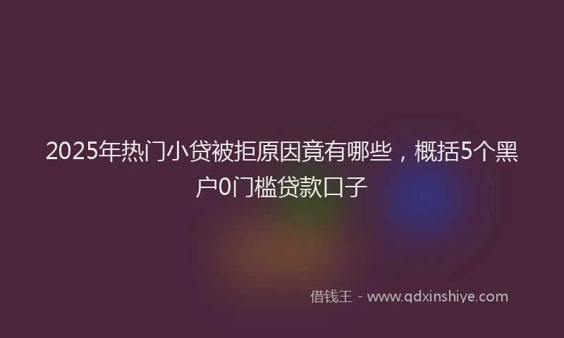 2025年热门小贷被拒原因竟有哪些，概括5个黑户0门槛贷款口子