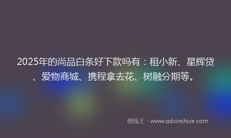 2025年的尚品白条好下款吗有：租小新、星辉贷、爱物商城、携程拿去花、树融分期等。