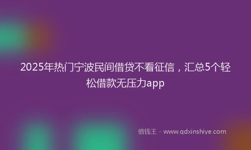 2025年热门宁波民间借贷不看征信，汇总5个轻松借款无压力app