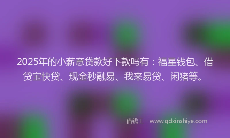 2025年的小薪意贷款好下款吗有：福星钱包、借贷宝快贷、现金秒融易、我来易贷、闲猪等。