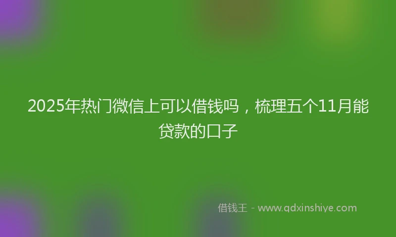 2025年热门微信上可以借钱吗，梳理五个11月能贷款的口子