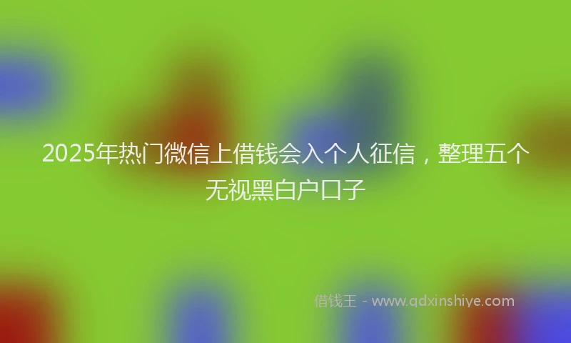 2025年热门微信上借钱会入个人征信，整理五个无视黑白户口子