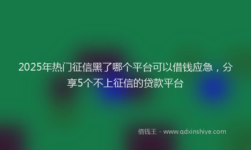 2025年热门征信黑了哪个平台可以借钱应急，分享5个不上征信的贷款平台