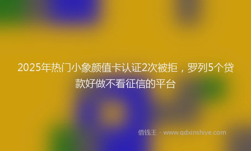 2025年热门小象颜值卡认证2次被拒，罗列5个贷款好做不看征信的平台