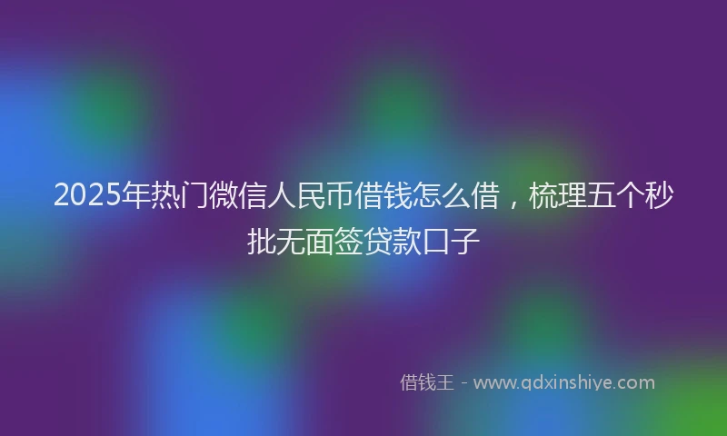 2025年热门微信人民币借钱怎么借，梳理五个秒批无面签贷款口子