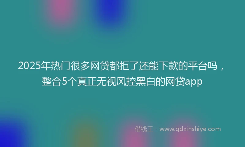 2025年热门很多网贷都拒了还能下款的平台吗，整合5个真正无视风控黑白的网贷app