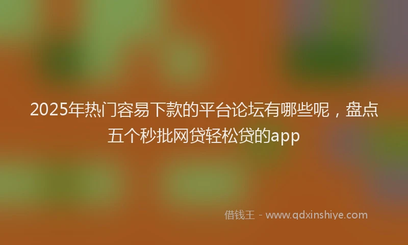 2025年热门容易下款的平台论坛有哪些呢，盘点五个秒批网贷轻松贷的app