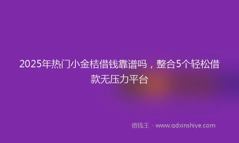 2025年热门小金桔借钱靠谱吗，整合5个轻松借款无压力平台
