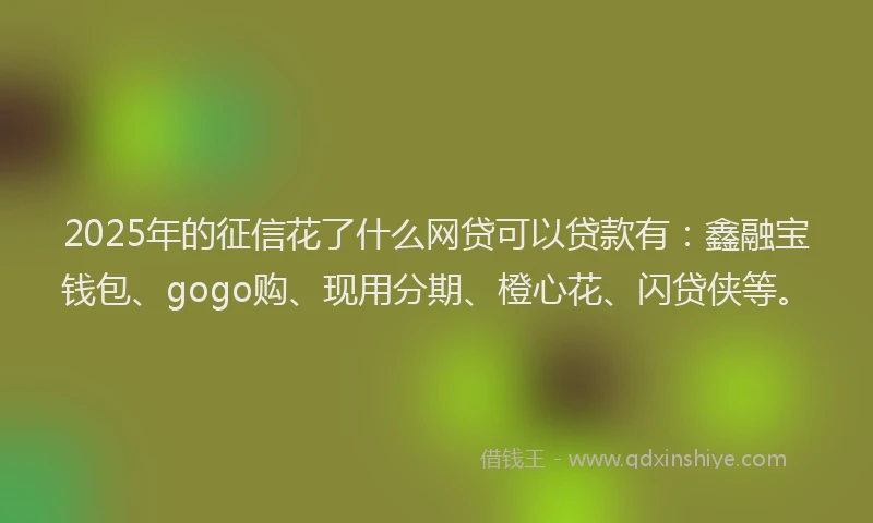 2025年的征信花了什么网贷可以贷款有：鑫融宝钱包、gogo购、现用分期、橙心花、闪贷侠等。
