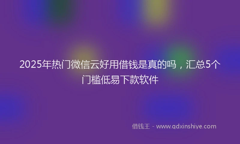 2025年热门微信云好用借钱是真的吗，汇总5个门槛低易下款软件
