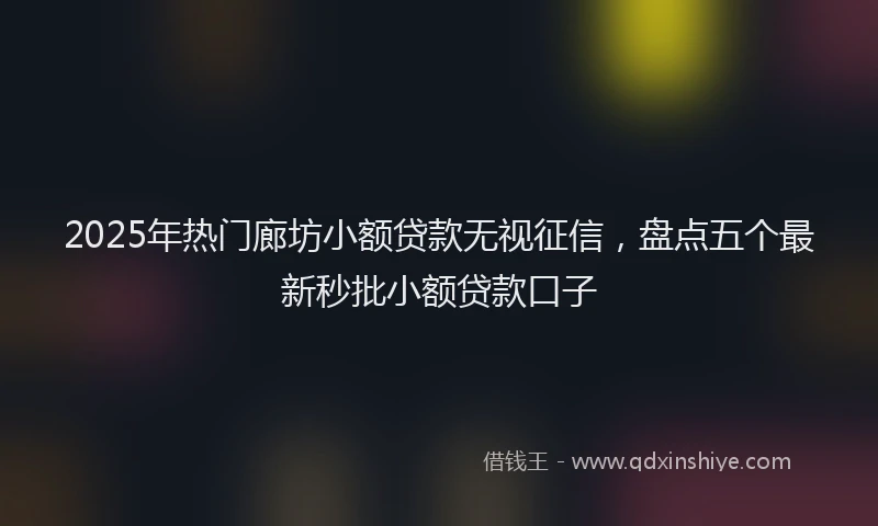 2025年热门廊坊小额贷款无视征信，盘点五个最新秒批小额贷款口子