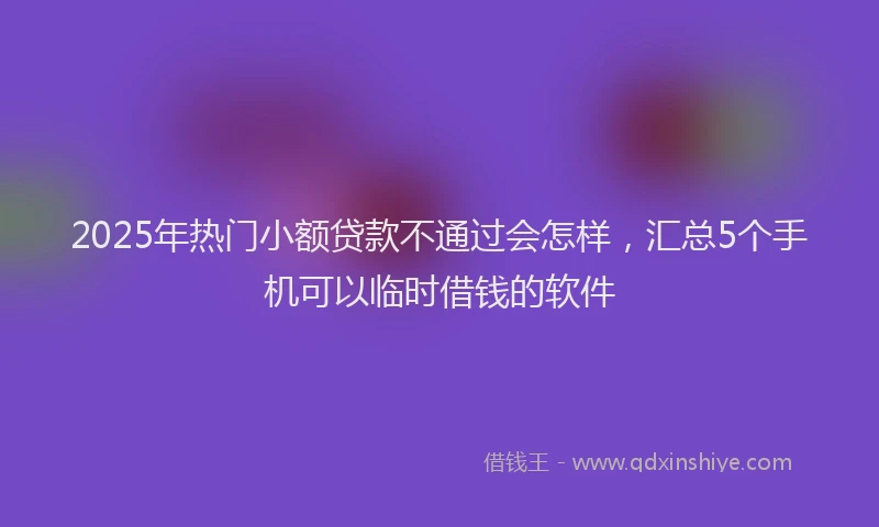 2025年热门小额贷款不通过会怎样，汇总5个手机可以临时借钱的软件