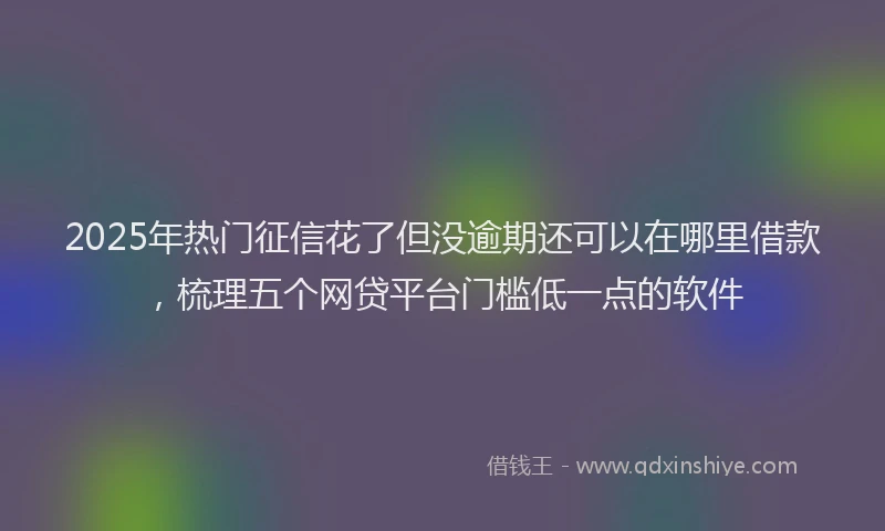 2025年热门征信花了但没逾期还可以在哪里借款，梳理五个网贷平台门槛低一点的软件
