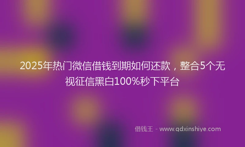2025年热门微信借钱到期如何还款，整合5个无视征信黑白100%秒下平台