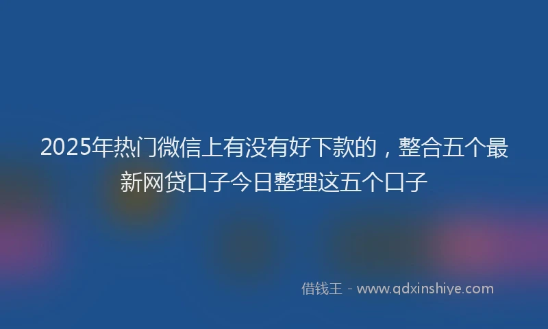 2025年热门微信上有没有好下款的，整合五个最新网贷口子今日整理这五个口子