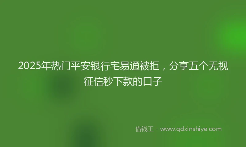 2025年热门平安银行宅易通被拒，分享五个无视征信秒下款的口子