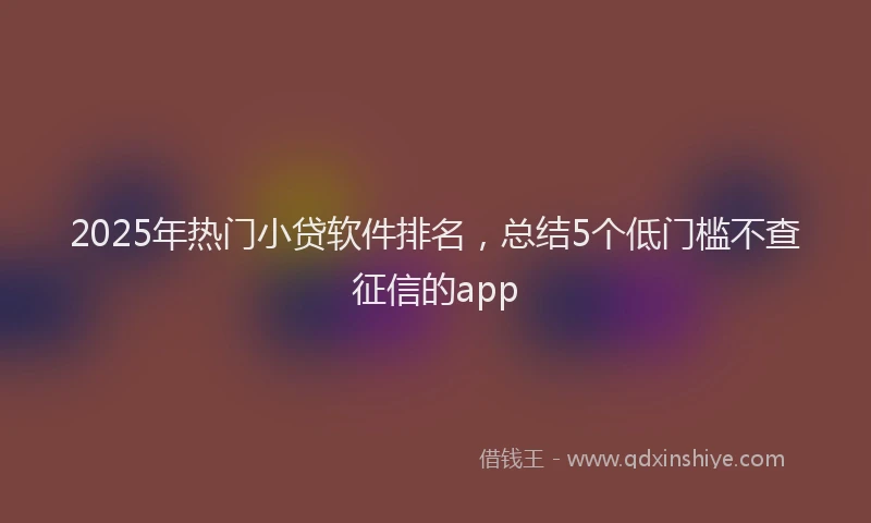 2025年热门小贷软件排名，总结5个低门槛不查征信的app