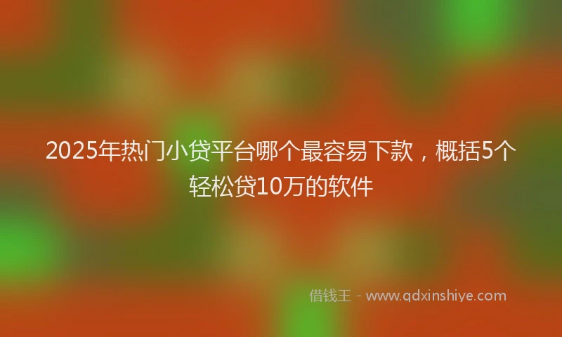 2025年热门小贷平台哪个最容易下款，概括5个轻松贷10万的软件