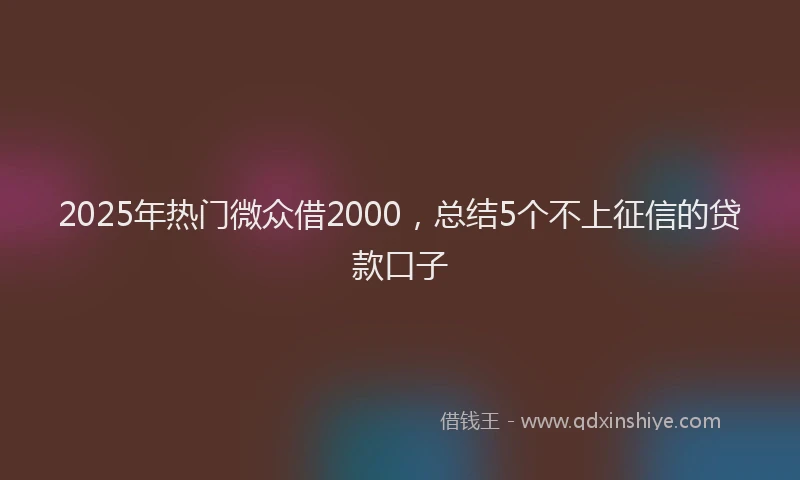 2025年热门微众借2000，总结5个不上征信的贷款口子