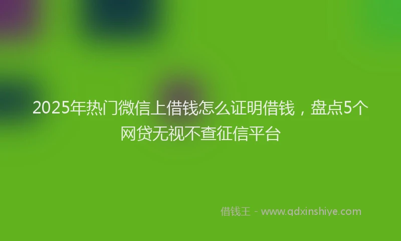 2025年热门微信上借钱怎么证明借钱，盘点5个网贷无视不查征信平台
